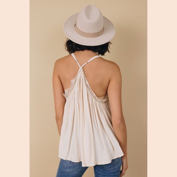 Drape Wrap Camisole Tank Top Beige Cream - Picture 4 of 12